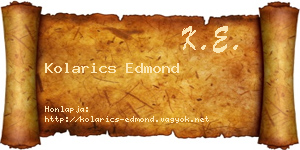 Kolarics Edmond névjegykártya